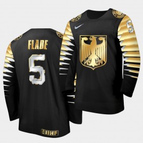 Lucas Flade Germany 2021 IIHF World Junior Championship Jersey Black Golden Limited Edition