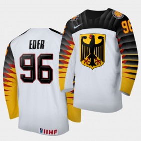 Germany Team Andreas Eder 2021 IIHF World Championship #96 Home White Jersey