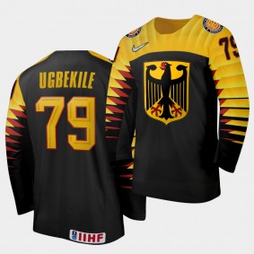 Germany Team Colin Ugbekile 2021 IIHF World Championship #79 Away Black Jersey