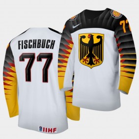 Germany Team Daniel Fischbuch 2021 IIHF World Championship #77 Home White Jersey