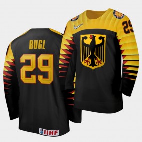 Florian Bugl Germany 2021 IIHF World Junior Championship Jersey Away Black