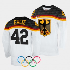 Germany Hockey #42 Yasin Ehliz 2022 Winter Olympics White Jersey Home