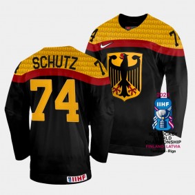 Justin Schutz 2023 IIHF World Championship Germany #74 Black Away Jersey Men