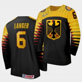 Niklas Langer Germany 2021 IIHF World Junior Championship Jersey Away Black