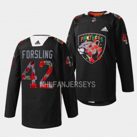 Black History Night Gustav Forsling Florida Panthers Black #42 Warmup Jersey 2023