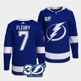 30th Season Haydn Fleury Tampa Bay Lightning Authentic Home #7 Blue Jersey