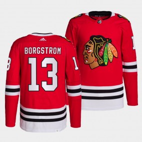 Henrik Borgstrom #13 Blackhawks Home Red Jersey 2021-22 Primegreen Authentic