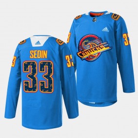 Vancouver Canucks 2023 Diwali Night Henrik Sedin #33 Blue Jersey Special Edition