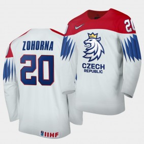 Czech Republic Hynek Zohorna 2020 IIHF World Championship White Home Jersey