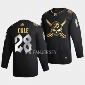 Ian Cole Tampa Bay Lightning Gasparilla inspired #28 Black Golden Edition Jersey