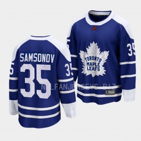 Toronto Maple Leafs Ilya Samsonov Special Edition 2.0 2022 Blue Breakaway Retro Jersey Men's