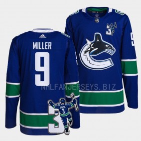 Vancouver Canucks Kevin Bieska patch J.T. Miller #9 Blue Home Jersey Men's