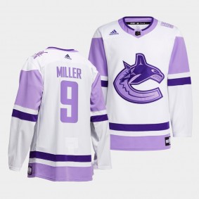 Vancouver Canucks J.T. Miller 2021 HockeyFightsCancer Jersey #9 White Special warm-up