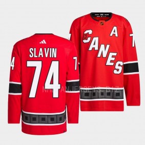 Jaccob Slavin Carolina Hurricanes 2022 Reverse Retro 2.0 Red #74 Authentic Primegreen Jersey Men's