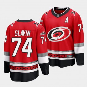 Carolina Hurricanes #74 Jaccob Slavin 25th Anniversary Red Premier Jersey