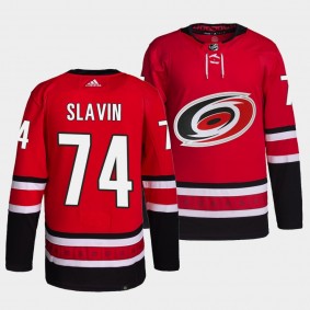 Jaccob Slavin Hurricanes Home Red Jersey #74 Primegreen Authentic Pro