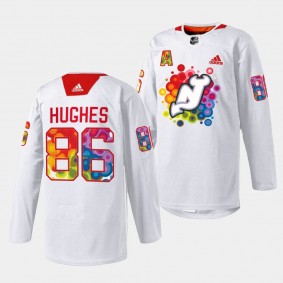 2023 Pride Night Jack Hughes New Jersey Devils White #86 Special Jersey