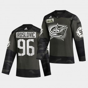 Jack Roslovic Columbus Blue Jackets 2021 Military Night Camo Authentic Limited Jersey