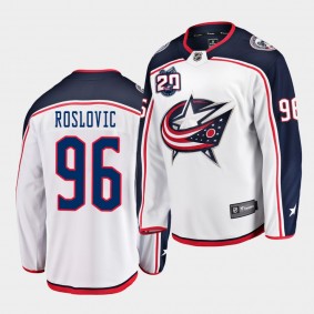 Jack Roslovic Columbus Blue Jackets 2020-22 20th Anniversary Men White Away Jersey