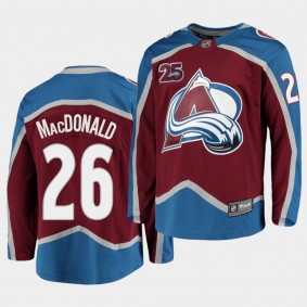 Jacob MacDonald Colorado Avalanche 2021 Home Burgundy 25th Anniversary Men Jersey