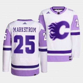 Calgary Flames Jacob Markstrom 2021 HockeyFightsCancer Jersey #25 White Primegreen