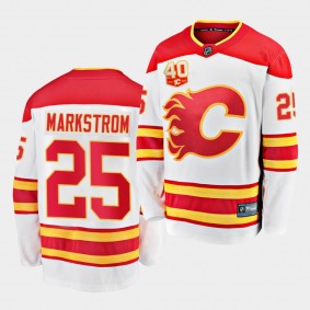 Jacob Markstrom Calgary Flames 2020-21 Away White 40th Anniversary Men Jersey