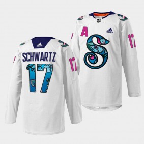 Jaden Schwartz Seattle Kraken Pride Night 2022 White Warmup Jersey