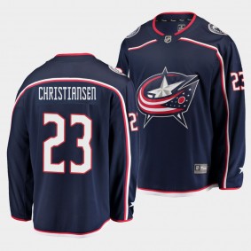 Columbus Blue Jackets #23 Jake Christiansen Home Navy Breakaway Player Jersey