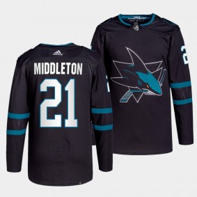 Jake Middleton #21 Sharks Alternate Black Jersey 2021-22 Authentic Pro