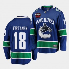 Vancouver Canucks Jake Virtanen 2021 North Division Patch Blue Jersey Home