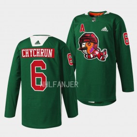 Arizona Coyotes 2022 Howliday Jakob Chychrun #6 Green Jersey Warmup