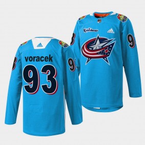 Columbus Blue Jackets Jakub Voracek Kids Takeover #93 Blue Jersey Warmup