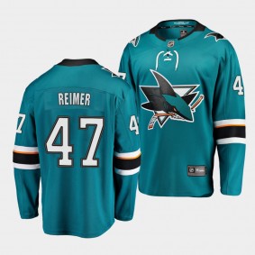 James Reimer San Jose Sharks 2021 Home Teal Player Men Jersey