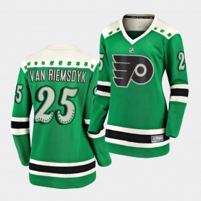 James van Riemsdyk #25 Flyers 2021 St. Patrick's Day Green Jersey Women