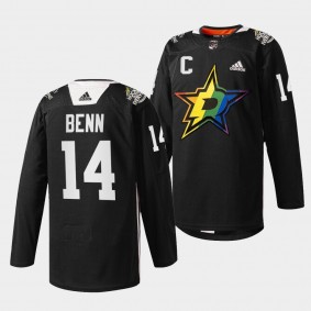 Jamie Benn Stars #14 Pride Night 2022 Jersey Black Warmup