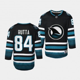 San Jose Sharks #84 Jan Rutta 2023-24 Cali Fin 3rd Alternate Replica Black Youth Jersey