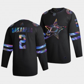 Dallas Stars Jani Hakanpaa Iridescent Holographic #2 Black Jersey Authentic