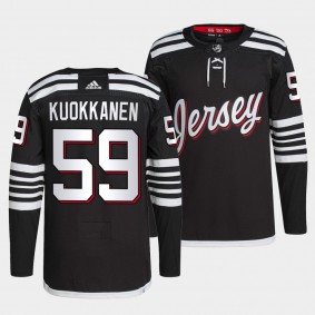 Janne Kuokkanen #59 Devils Primegreen Authentic Pro Black Jersey 2021-22 Alternate