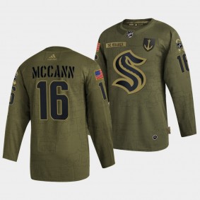 Jared McCann Seattle Kraken Veterans Day 2021 Olive Military Appreciation Jersey