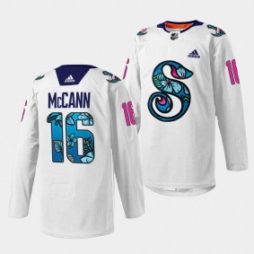 Jared McCann Seattle Kraken Pride Night 2022 White Warmup Jersey