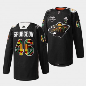 Minnesota Wild Jared Spurgeon 2022 Black History Month #46 Black Jersey Practice