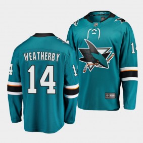 Jasper Weatherby San Jose Sharks 2022 Home Teal Breakaway Player Jersey Men