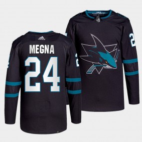 Jaycob Megna #24 Sharks Alternate Black Jersey 2021-22 Authentic Pro