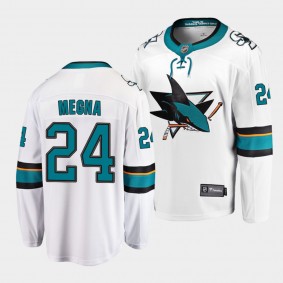 Jaycob Megna San Jose Sharks 2021-22 Away White Player Men Jersey