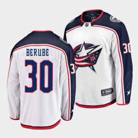 Jean-Francois Berube Blue Jackets #30 Away Jersey White