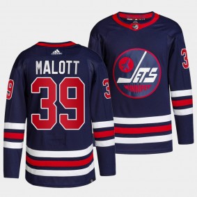 Jeff Malott Jets Alternate Navy Jersey #39 Primegreen Authentic Pro