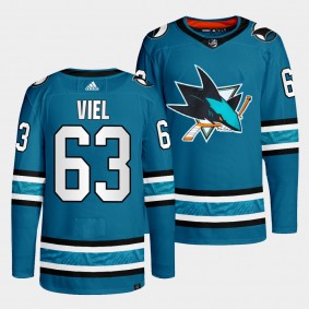 San Jose Sharks 2022-23 Home Jeffrey Viel #63 Teal Jersey Primegreen Authentic