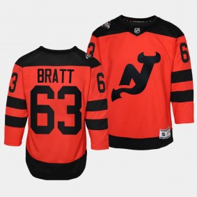 New Jersey Devils #63 Jesper Bratt 2024 NHL Stadium Series Premier Player Red Youth Jersey