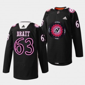 New Jersey Devils 2022 Hispanic Heritage Night Jesper Bratt #63 Black Warmup Jersey Men's