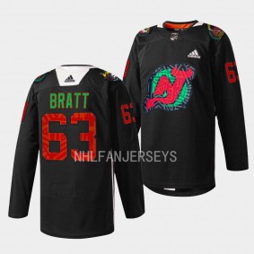 Black History Celebration Jesper Bratt New Jersey Devils Black #63 Warm-Up Jersey 2023